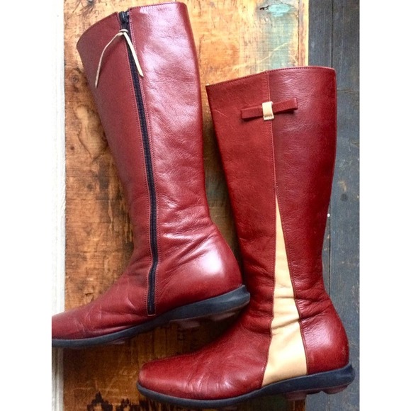 vintage high red leather moto boots - made in Italy - size 7 - Picture 6 of 10